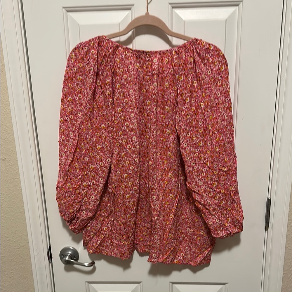 Ann Taylor Pink Smocked 3/4 Sleeve Blouse - Picture 5 of 5